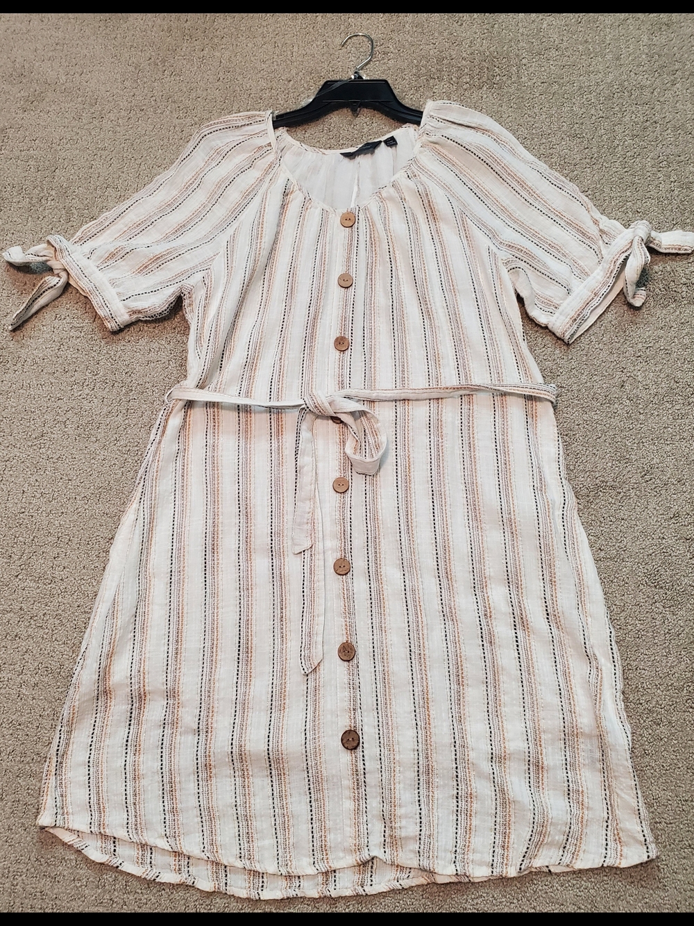 Midi Dress Mlle Gabrielle Striped Button-Front Cotton 1X
